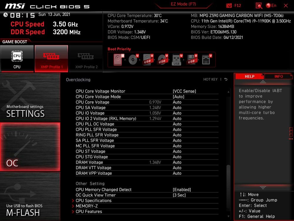 MSI MPG Z590 Gaming Carbon Wifi Bios 20