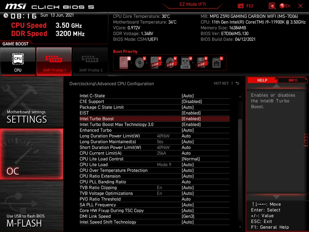 MSI MPG Z590 Gaming Carbon Wifi Bios 22