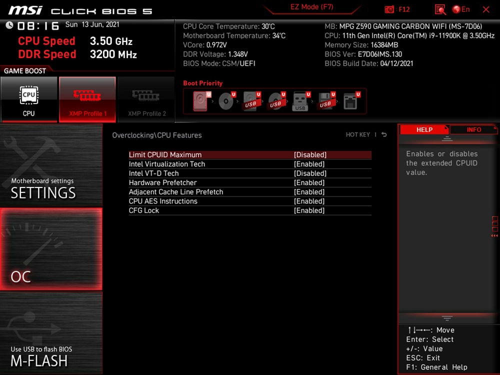 MSI MPG Z590 Gaming Carbon Wifi Bios 25