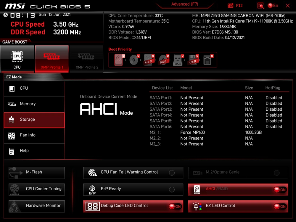 MSI MPG Z590 Gaming Carbon Wifi Bios 3
