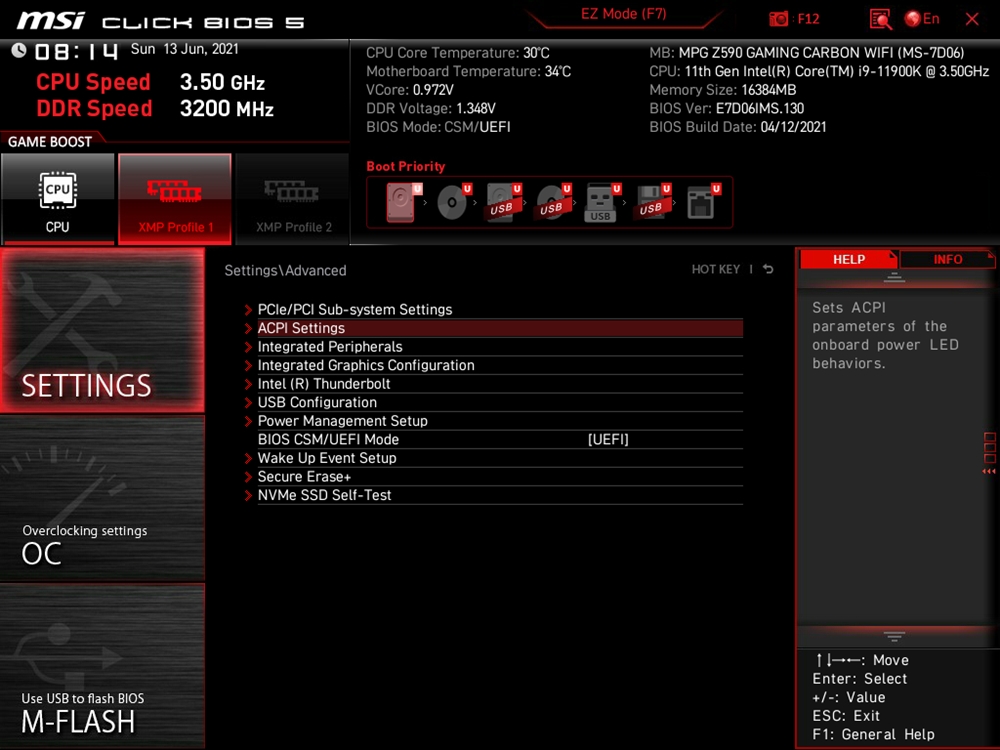 MSI MPG Z590 Gaming Carbon Wifi Bios 9