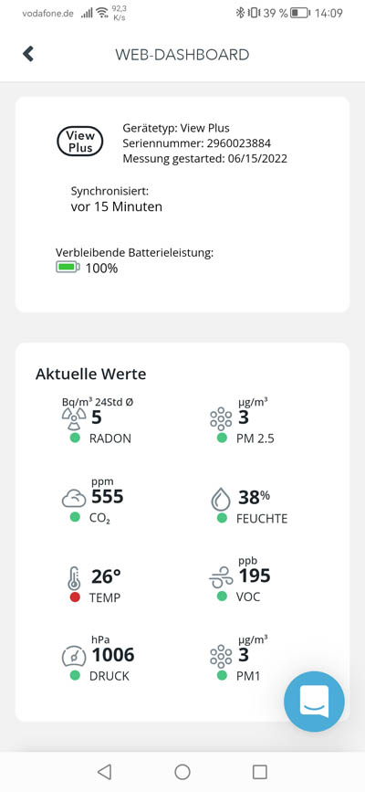 Airthings Aufzeichnung 1