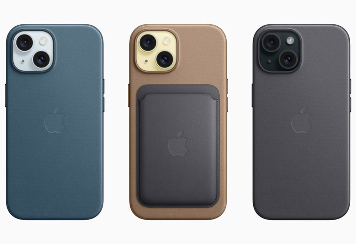Apple iPhone 15 lineup FineWoven 3 up