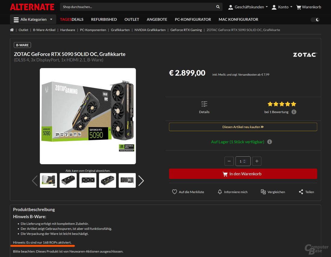 Alternate RTX 5090 Rop Defekt