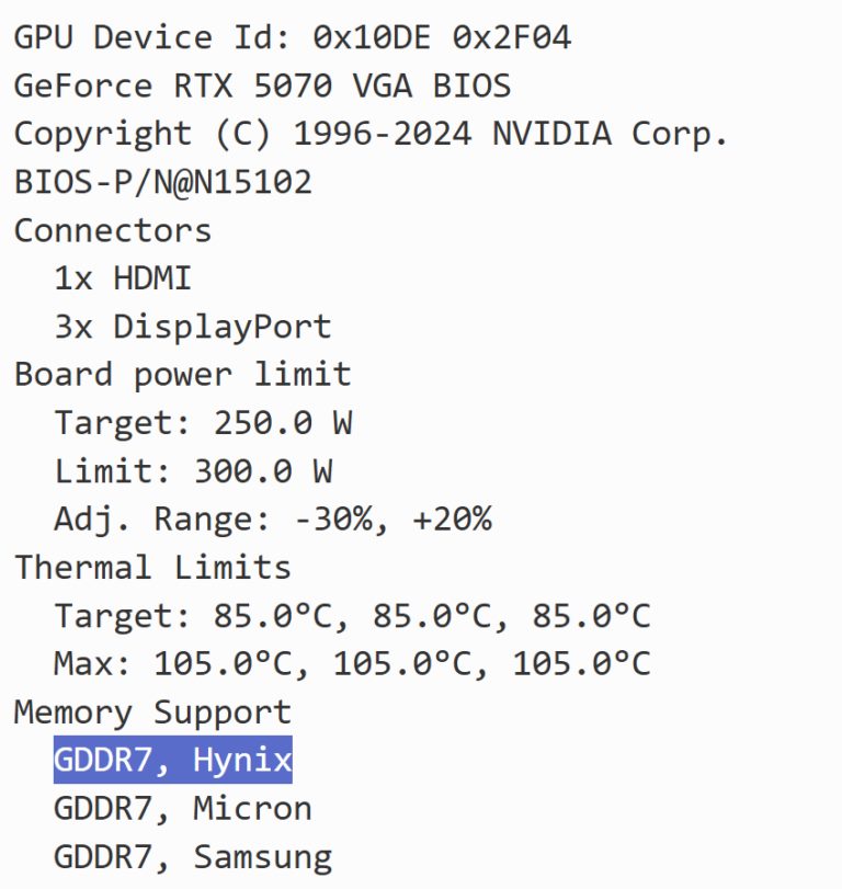 GDDR7 MEMORY BIOS